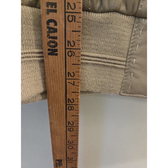 Maxini Collezione Leather & Knit Mens Sz M Jacket Beige Zip Front Quiet Luxury - Picture 11 of 11